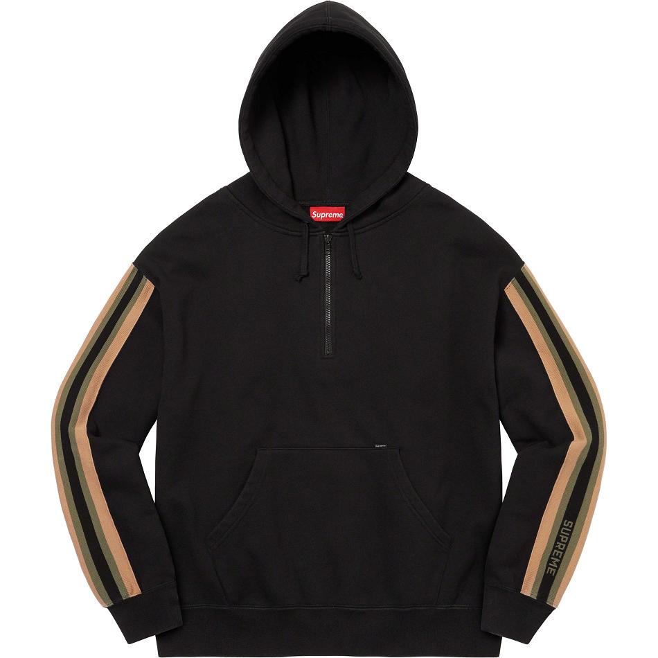 Black Supreme Half Zip Hooded Sweatshirts | Supreme 336SO